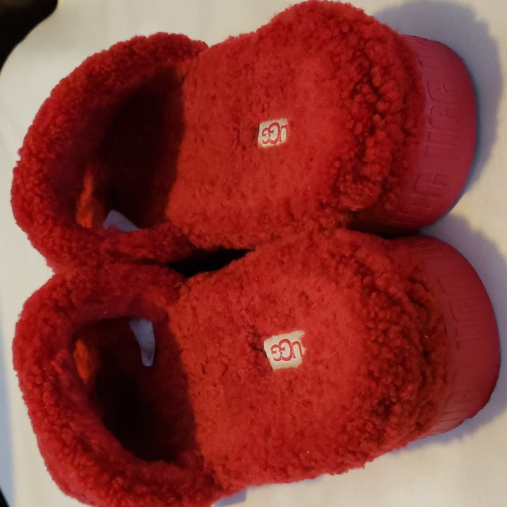 UGG Fluffita red real shearling sandals slippers - Picture 4 of 9